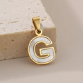 Elegant 18K gold plated pendant featuring letter G with natural white mother of pearl inlay - Letter G(KP115519-K)
