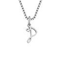 Collier avec pendentif lettre P en acier inoxydable et détail cœur sur chaîne box - Style Lettre P / Couleur Acier