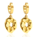 Polished golden irregular flower-shaped drop earrings made of stainless steel - Gold