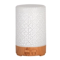 White crackle and wood grain portable USB humidifier with mist timer settings - Plain Style / Light Wood Grain