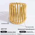 Gold hollow geometric stainless steel ring with waterproof and hypoallergenic finish - Geometric Hollow Ring (JZ21157)