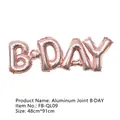 Rose gold B-DAY foil balloon decoration for birthday party setup 48cmx91cm - Cursive B-DAY Balloon (Rose Gold)