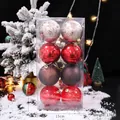 8pcs Christmas ball set with red, silver, and brown ornaments in a clear box - Red & Coffee Set-8pcs