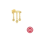 Eleganti orecchini a cerchio in argento sterling S925 dorato con tripla nappa e sfere - Argento 925 / Stile Nappa a Sfera (Oro)