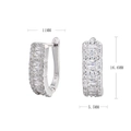 Dimensiones detalladas de los aretes de plata S925 con circonitas cúbicas brillantes - Plata 925 / Plata 925 Chapada en Oro Blanco - Blanco