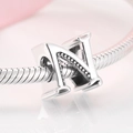 S925 sterling silver letter M alphabet charm for DIY snake chain bracelet jewelry - Letter M (Textured)