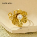 Detailed size specifications for 18K gold flower ring with 8mm pearl and 5.6g weight - Classic Floral Pearl(NMSR-A731-1)