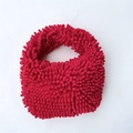 Plush bright red chenille tote bag with soft marshmallow texture and top handle - Red