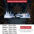 White Christmas window stickers featuring snowy forest and snowman for festive glass decor - SDHZUV-28B / Small (85*25cm)