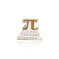Broche mathématique symbole Pi en alliage avec émail blanc et séquence numérique dorée - Pi-Blanc