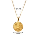Collier médaille dorée en acier inoxydable avec symboles célestes et chaîne réglable - Pièce Symboles Astrologiques