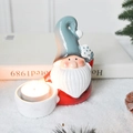 Christmas gnome ceramic candle holder in red and white colors for festive table decor - Gray Hat Santa Claus Candle Holder (11.8*7.5*11.6cm)