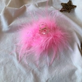 Pink ostrich feather hair claw clip with transparent acrylic and gold metal spring base - 11CM Pink Feather Claw Clip