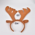 Detailed view of brown felt Christmas reindeer antlers headband with 35cm size tag - Style 06-Large Brown Antlers Headband 35cm