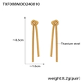 Gold-plated titanium steel knot tassel drop earrings with refined metallic luster - Gold Earrings