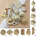 Set decorazioni natalizie oro champagne con stelle glitterate, scatole regalo e cornici - Set da 10 Oro