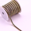 Drierijige strass-ketting met donkergroene en AB-kristallen op gouden basis - 1 Yard/Pak / Gouden basis AB+Malachietgroen