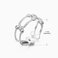 Silver hollow chain-style adjustable star moon ring made of high-quality stainless steel - Steel Color (079 Style) / 1.7cm (Adjustable)