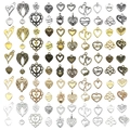 Mixed vintage alloy heart charms and wing pendants for DIY jewelry in four metallic finishes - Mixed 100pcs Heart 5 Colors