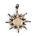 North star sunburst pendant in gold and black finish with white zircon inlay for DIY jewelry - L24 Gun Black Plated 1Pc