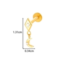 Goldener Titan Piercing-Schmuck mit diamantbesetztem Rautenstecker und Mondsichelanhänger - Raute Ohrstecker mit Mondsichelanhänger (T2536-2# Gold) / Gold