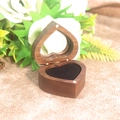 Handcrafted heart-shaped black walnut wood ring box with premium black velvet lining - Heart Window / Walnut (Black Single Slot)