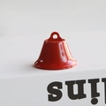 Close-up of a glossy red painted metal Christmas bell with a top loop for DIY crafts - 3.8CM / Red