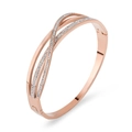Crossed rose gold stainless steel bracelet for women featuring micro-inlaid rhinestones - Rose Gold Crossed Full Rhinestone Style (4894576064532)