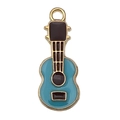 Colorful guitar pendant charm in blue and black finish with golden alloy frame - Lake Blue Guitar