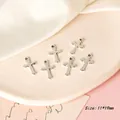 Detailed view of silver cross charms for DIY jewelry making, size 11x19mm set of six - Style 20 Cross / Antique Silver