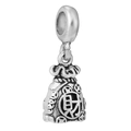 Silver vintage money bag pendant with Chinese character meaning wealth on white background - Normal Specification / Fortune Money Bag (12)