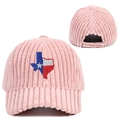 Casquette de baseball en velours côtelé rose avec broderie du drapeau du Texas - Rose