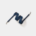 Adjustable dark blue leather shoulder strap with silver hooks for luxury handbags - Blue Silver Buckle