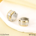 Contrast C-shape huggie earrings in brushed silver and polished gold finish - Two-Tone Gold (KE112940-GC)