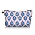 Detail of evil eye pattern makeup bag with durable zipper and peacock feather design - Peacock Feather Texture