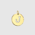 Polished gold stainless steel round pendant featuring a hollowed-out letter J design - 14K Gold - J