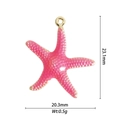 Macro detail of pink enamel starfish pendant with gold-plated ring and size specifications - DZ-3027 Pink Starfish