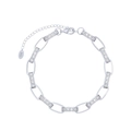 Silver 925 sterling chain bracelet featuring clear crystal links and lobster clasp - Platinum Plated CZ Rectangle Link Bracelet 11.1g