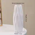 Modern white ceramic flower vase with geometric texture, 21cm height for tabletop decor - Zhiyi (21cm)