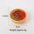 Miniature Japanese ramen food model with golden bowl and meat details for keychain - 3cm Gold Bowl-No.23 (No Hook)