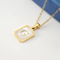 18K gold plated stainless steel square pendant with white shell and letter G detail - Gold Letter G