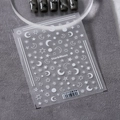 Pegatinas de uñas 3D ultrafinas TS-2577 con motivos de estrellas y lunas blancas sobre negro - TS-2577 Noche Estrellada Blanca / Blanco