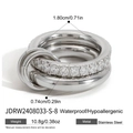 Triple interlocking band ring in stainless steel with crystal accents and polished finish - Gold Interlocked Triple Ring Style (JDRW2408033-S-8)