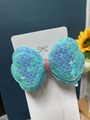 Girl's hair clip with blue and purple laser sequins in a sparkly butterfly bow shape - Blue Sequin