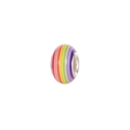 Macro shot of 14mm rainbow striped resin charm bead with silver metal core for DIY jewelry - Multi-Color Mixed Striped (12)