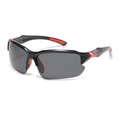 Polarisierte Sportsonnenbrille mit schwarz-rotem Rahmen zum Radfahren und Wandern - Schwarzer Rahmen Rote Bügel Graue Gläser Polarisiert