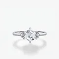 Elegant S925 sterling silver ring featuring a hexagonal emerald-cut solitaire stone - US Size 5 / Silver