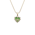Gouden hartketting met groen oogmotief en kristallen op een witte achtergrond - 50VM Slangenketting / Groen