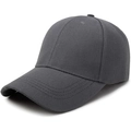 Classic dark grey six-panel cotton baseball cap with curved brim and breathable eyelets - Adjustable / Dark Gray