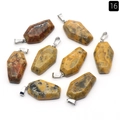 Polished natural brown crystal coffin pendants with metal clasps for necklaces - Crazy Agate